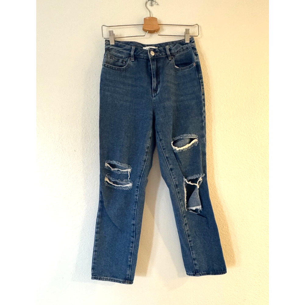 PacSun Distressed Mom Jeans Medium Wash Ripped High Waisted 100% Cotton 26 x 26